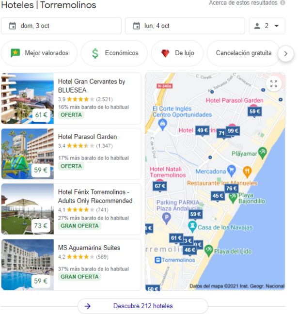 google maps para hoteles